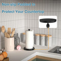 Paper Towel Holder Countertop, Black Paper Towel Holder Stand with Ratchet Mechanism for Kitchen Bathroom, One-Handed Tear Paper Stainless Steel Paper Towel Holder with Weighted Base(Black)