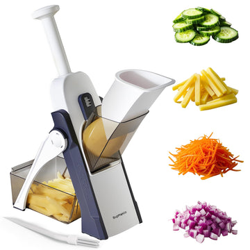 SUPMAKIN Mandoline Vegetable Slicer – 4-in-1 Veg Chopper & Cutter (Blue)