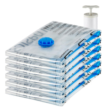 Basics 6-Pack Jumbo Vacuum Storage Bags – Airtight with Hand Pump (Clear)