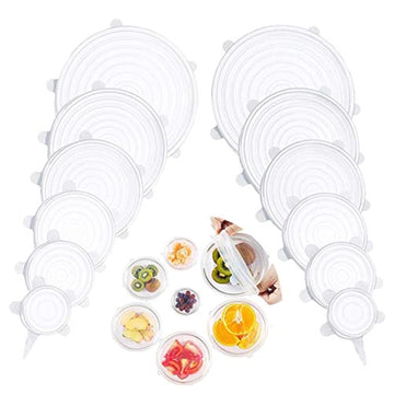 12-Pack Silicone Stretch Lids – 6 Sizes, BPA-Free, Dishwasher & Microwave Safe