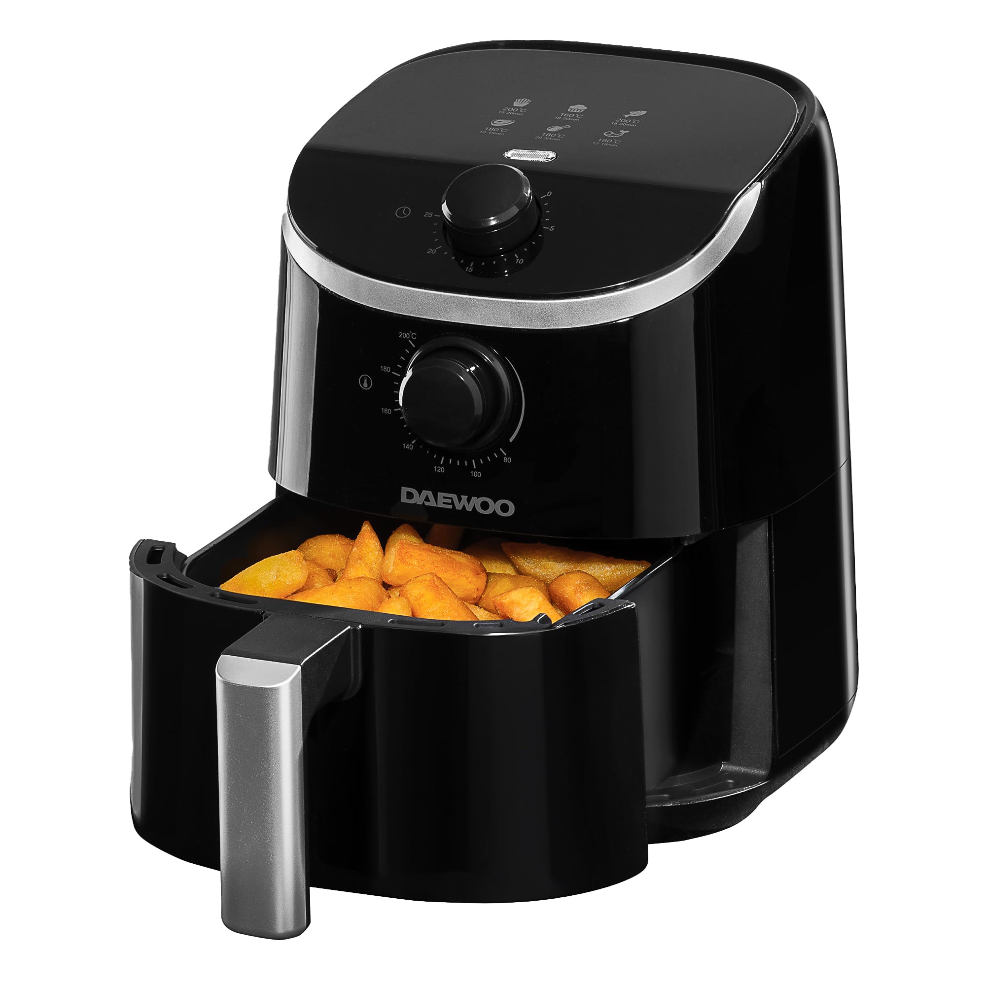 Daewoo 2L Compact Air Fryer – Manual Control, Oil-Free Cooking, Energy Efficient
