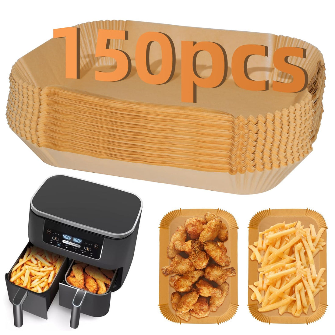 150-Pack Disposable Air Fryer Liners – Fits Ninja & Dual Zone Air Fryers