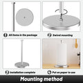 Kitchen Roll Holder Free Standing, Stainless Steel Paper Towel Holder with Suction Cups, Waterproof and Rustproof Kitchen Towel Holder, Suit for Cook House, Bathroom,Outdoor(Silver)